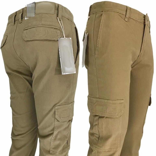 Pantalón Cargo De Hombre, Corte Recto, Elásticado