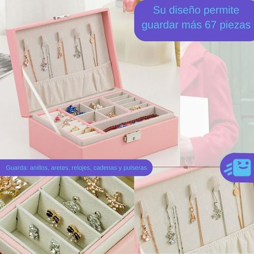 Imagen 5 de 10 de Maletin Joyero, Organizador Joyas 2 Niveles Gran Capacidad