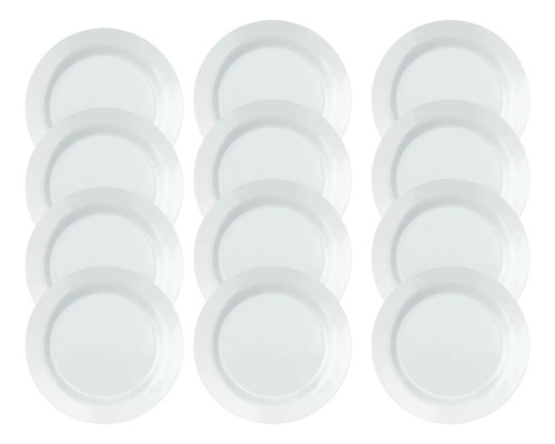 Plato plano Opaline Menu de 31 cm, kit de 12 unidades, color blanco liso