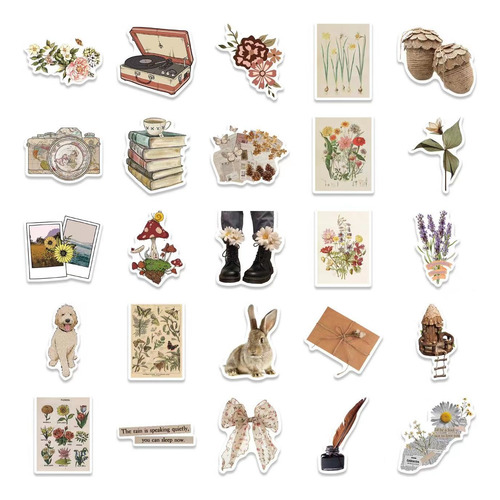 Vintage Scrapbook 50 Stickers Vs Agua De Pvc Calcomanias