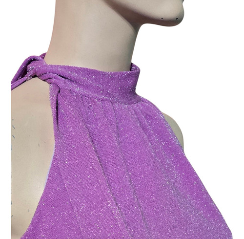 Blusa Cuello Halter Con Lurex Para Atar A Un Lado Del Cuello