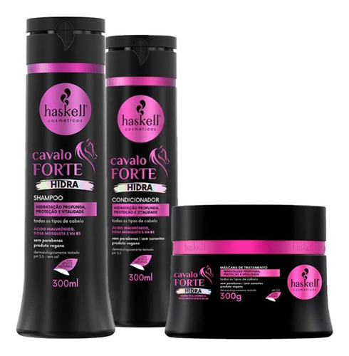 Kit Cavalo Forte Hidra Shampoo E Condi 300ml, Máscara 300g