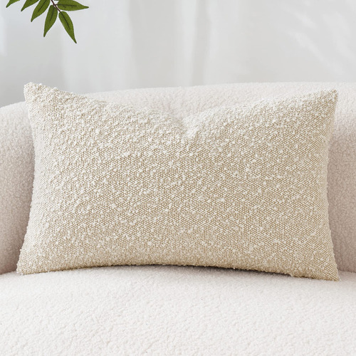 Miulee Funda Almohada Decorativa 12 X 20  Beige Texturizada