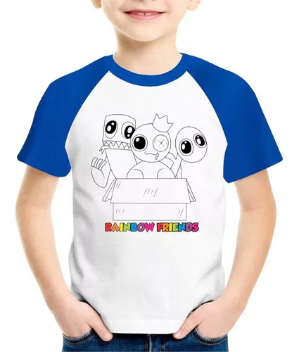 Camiseta Infantil Babão Blue Rainbow Friends Para Colorir #6