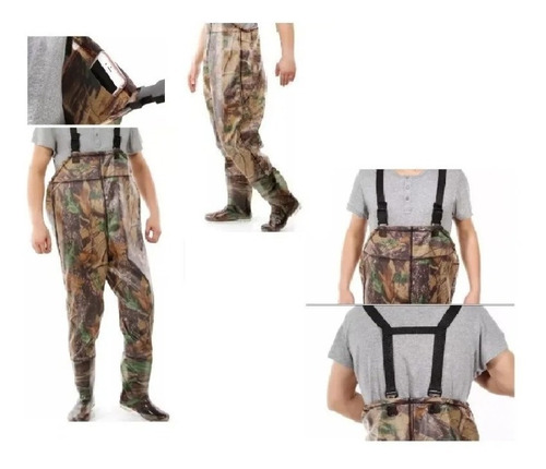 Imagen 2 de 4 de Wader Térmico Camuflado Material Pvc + Nylon Impermeable