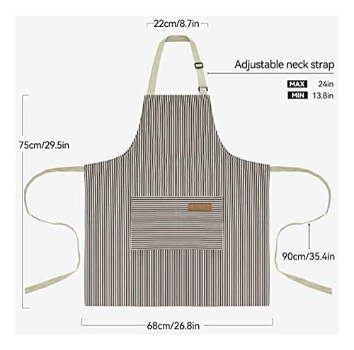 Nlus Paquete De 2 Delantales De Cocina, Babero Ajustable, De