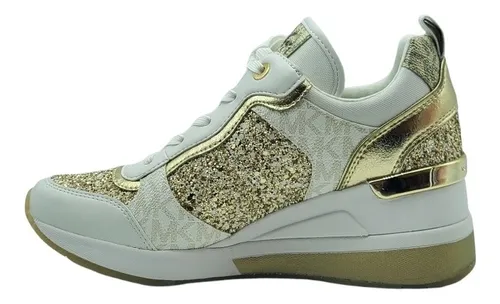 Tenis mk blancos outlet con dorado