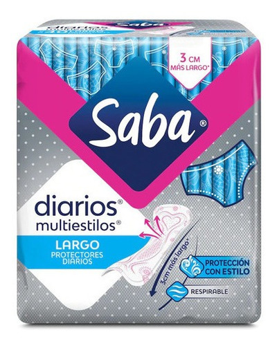 Toallas Panti Protectores Femeninas Saba Diarios Multiestilo Paquete De 40 Piezas