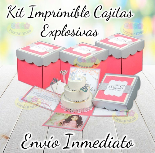 Kit Imprimible Cajitas Explosivas Moldes Fondos Cliparts Mas