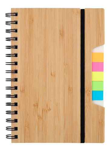 Libreta Con Pasta De Bambu, Espiral Metálico 60 Hojas. Posti