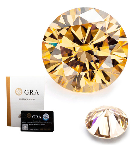 Gema Moissanite Redonda 6.5mm (1 Ct) Champagne C/certificado