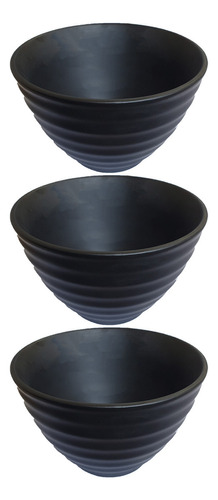 3 Tigelas Cumbuca Japonesa Bowl 300ml Porcelana Preta Caldo Cor Preto