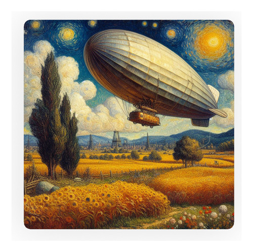 Mousepad Zeppelin Estilo Van Gogh Dibujo Cielo