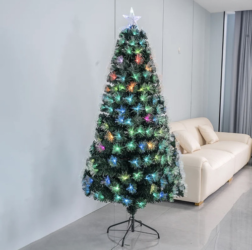Árbol De Navidad Con Luces Led De Fibra Óptica Rgb 150cm