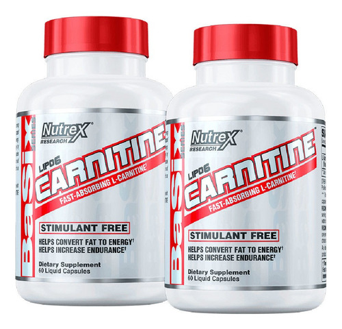 L Carnitina Lipo 6 Nutrex 60 Caps X 2 Quemador De Grasa Sabor Sin Sabor