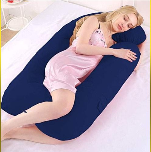 Almohada Para Lactancia O Embarazo Multifuncional Mas Color Azul Oscuro Geométrico