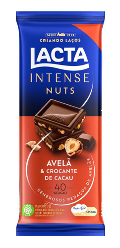 Chocolate Intense Nuts 40% Cacau Avelã E Crocan De Cacau 85g