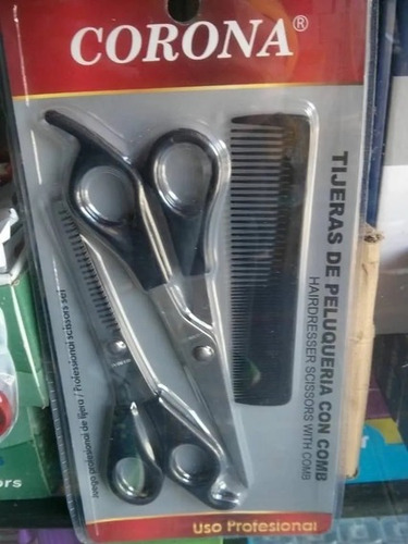 Imagen 2 de 2 de Kit O Combo Tijeras De Peluquería/barbería Pack 3pcs Oferta