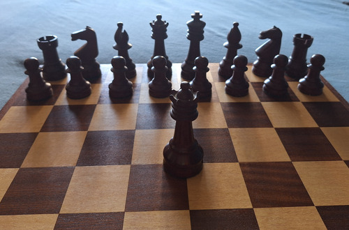Ajedrez Profesional Madera Maciza Con Tablero, Triple Peso