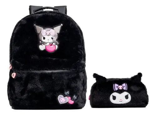 Kit Mochila + Estojo Kuromi Pelúcia Preto - Xeryus | MercadoLivre