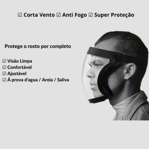 Máscara Facial Face Sheld Anti-embaçamento + Vinte Filtros