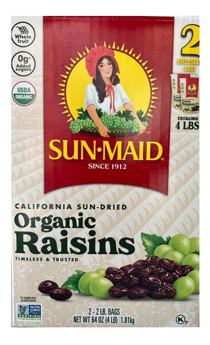 Pasas Organicas Sun-maid 1.8kg.*importado*