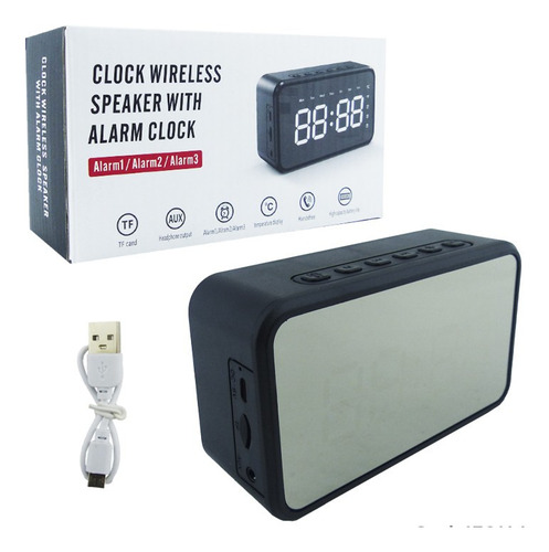 Reloj Despertador Digital C/bocina/bluetooth/radio Fm, Negro