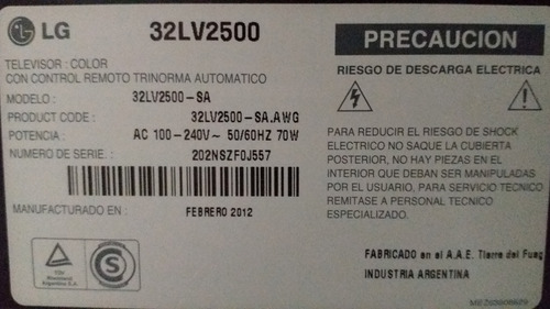 Placa Pantalla Con Par De Flex Tv Led Lg 32lv2500 (Usado)
