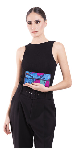 Cartera De Bolsillo Seda Pineda Covalin Diseño Guacamaya Color Azul