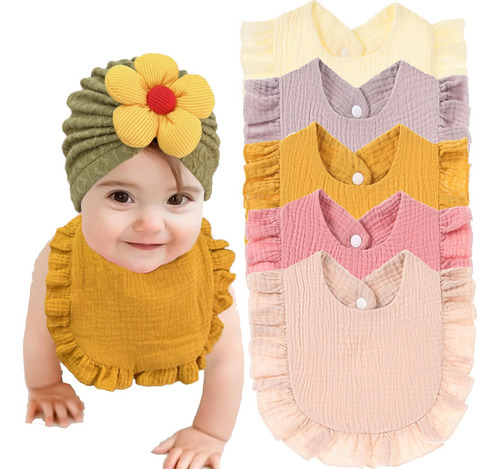 Baberos De Algodón Para Bebé 5 Piezas Suaves Y Absorbentes