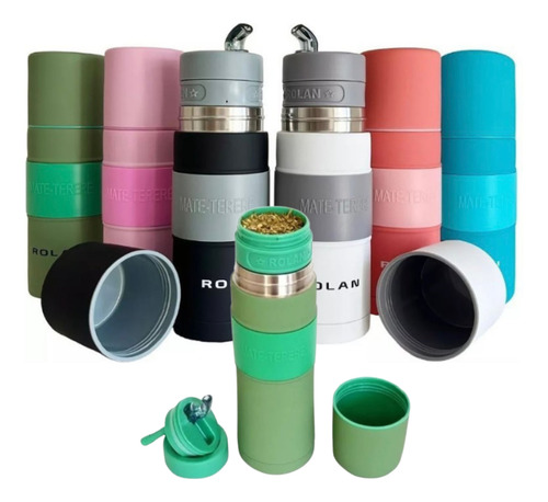 Mate Listo Autocebante Rolan Acero Inoxidable Termo 750 Ml Verde Lisa