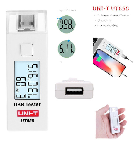 Uni-t Ut658 Mini Usb Lcd Digital Voltímetro Voltaje Medidor 