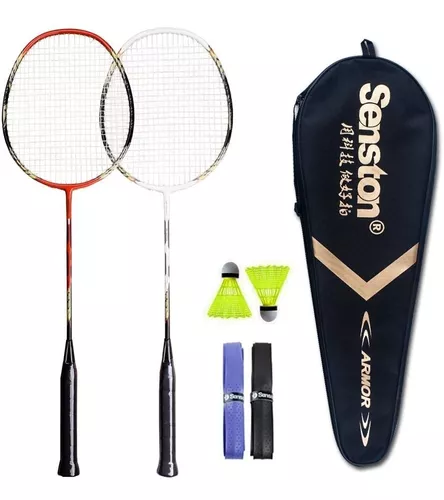 Nassau - Juego de raquetas de bádminton para 2 jugadores, raquetas dobles  de carbono con eje de carbono, juego de raqueta de bádminton 6ea + 1 bolsa