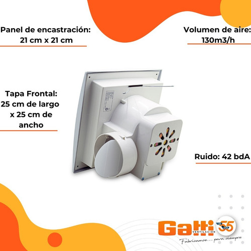 Imagen 6 de 9 de Extractor De Aire Para Cielorrasso 25 Cm Gatti Ventilación