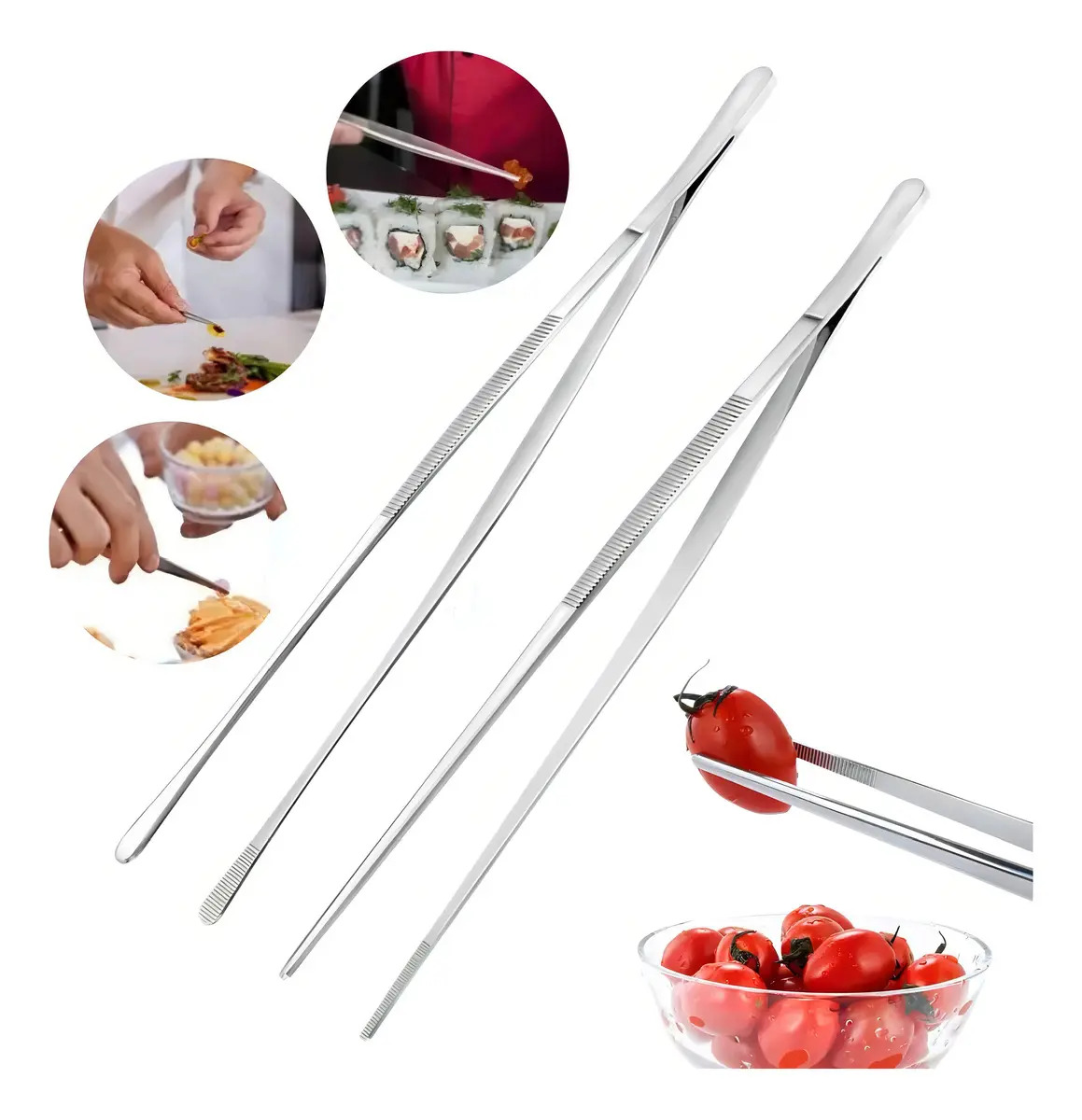 2pz Pinza Precision Punta Redonda Chef Emplatar Cocteleria