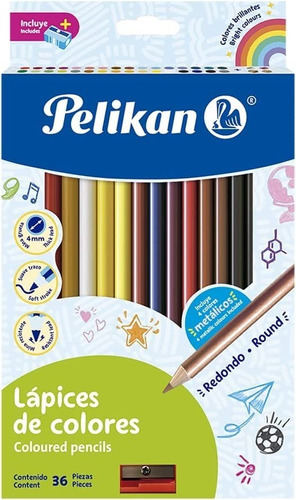 Colores Pelikan 30330302 De Madera Con 36pzas De 4mm /vc