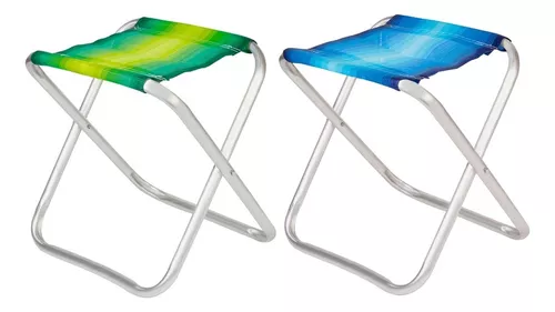 Juego de 2 taburetes plegables multiusos de aluminio para playa y acampada,  color 1, azul/1, verde