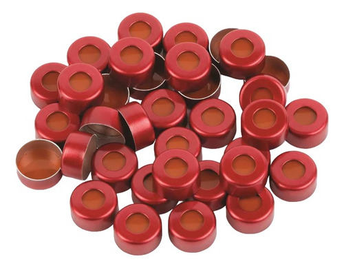 Septa De Aluminio De 11 Mm Con Liner De Teflon Y Hule Rojo