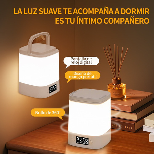 Lámpara Tricolor Led Con Reloj Electrónico, Lámpara Nocturna
