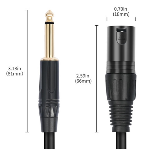 4 6.35 Male A Xlr Audio Audio Audio Cable Micrófono Para 1m