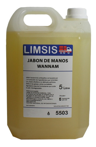 Jabón Para Manos Antiséptico Viricida De Wannam X 5 Litros 