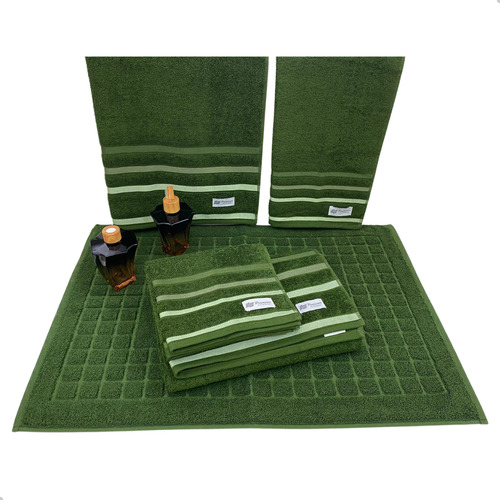 Jogo De Toalhas 5 Casa Teka Lumière Banheiro Premium Cor Verde