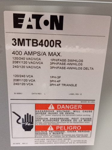 Caja Conexión P/ Centros Mod. 400a 3mtb400r Eaton