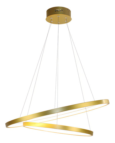 Pendente Led Anel Duplo 3000k 40w Ø60cm Dourado Pd1054