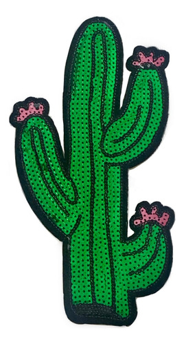 Parche Cactus Grande Con Flores De Lentejuela Para Planchar