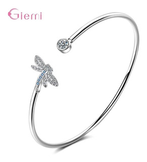 Pulsera Brazalete Manilla De Plata 925 Libélula Para Mujer