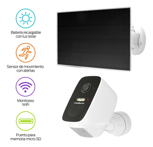 Camara de Seguridad Exterior Batería Recargable con Panel Solar, Compatible con Tuya para Monitoreo Remoto, Visión Nocturna, Sensor de Movimiento