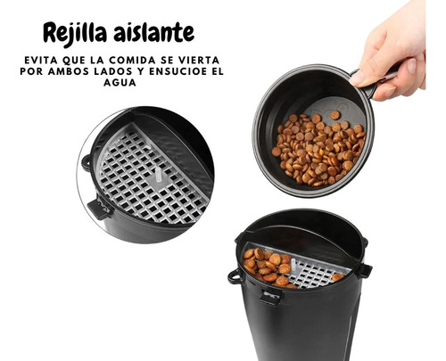 Vaso Para Croquetas Y Agua Mascotas Con Tazon Plegable Color Negro