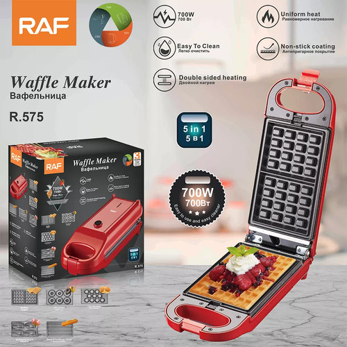 Maquina Para Waffles, Donas, Muffins 5 En 1 Premium