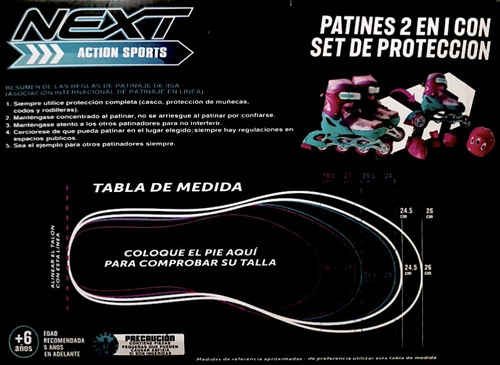 Patines En Línea Con Set De Protección Next Action Sports